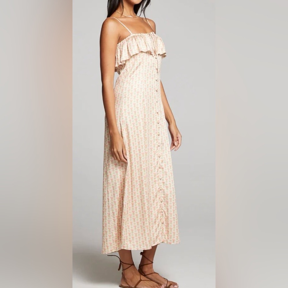 saltwater LUXE Vanilla Maxi Dress with Pink Floral Print